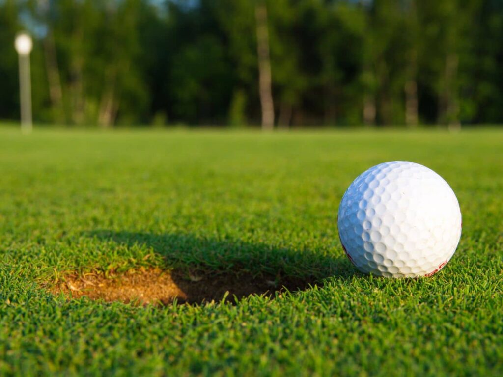 Golfbal op golfbaan